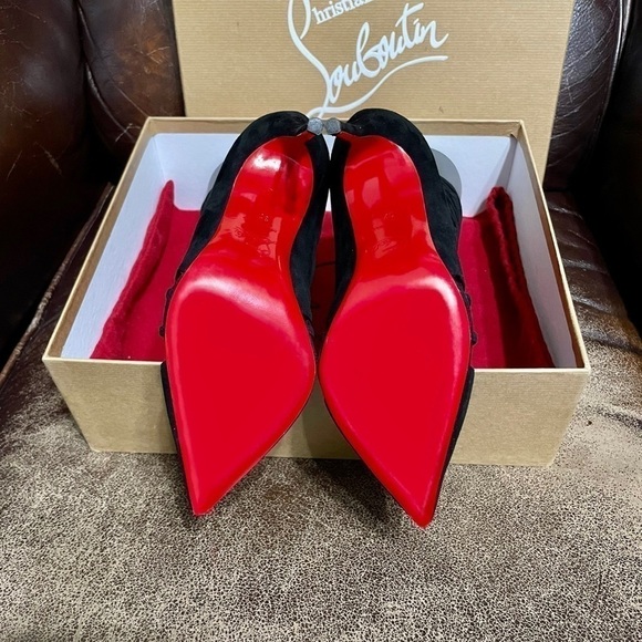 Christian Louboutin Mrs Bouglione cage bootie pointy toe Veau Velour 120mm EU37 - Picture 8 of 11